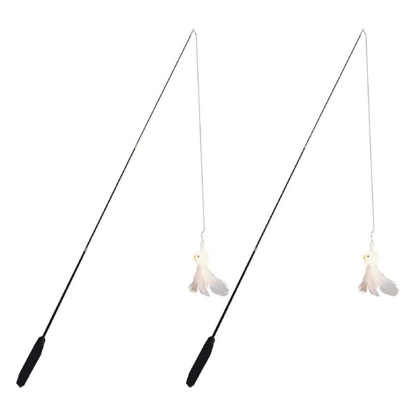 2x Purroom Retractable Cat Teaser Stick/Wand Fun Interactive Kitten Pet Play Toy
