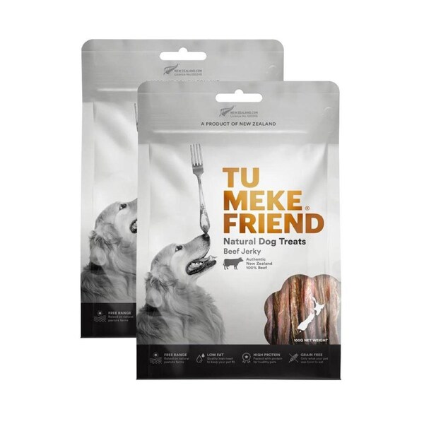2x Tu Meke Friend 100g Air-Dried Natural Dog Treats Beef Jerky Pet Reward Food