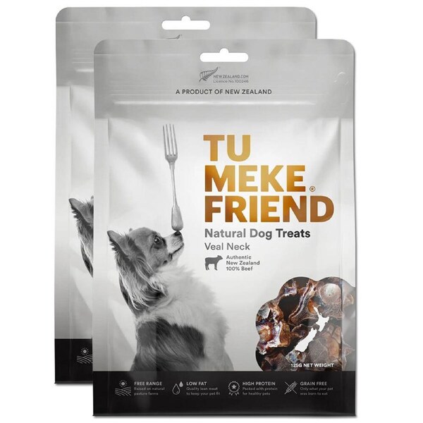 2x Tu Meke Friend 125g Air-Dried Natural Dog/Puppy Treats Veal Neck Pet Snack
