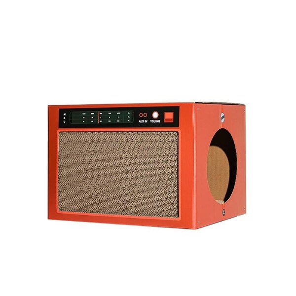 Pawzcity 45cm Cardboard Vintage Speaker Cat/Kitten Scratching House A Pet Box