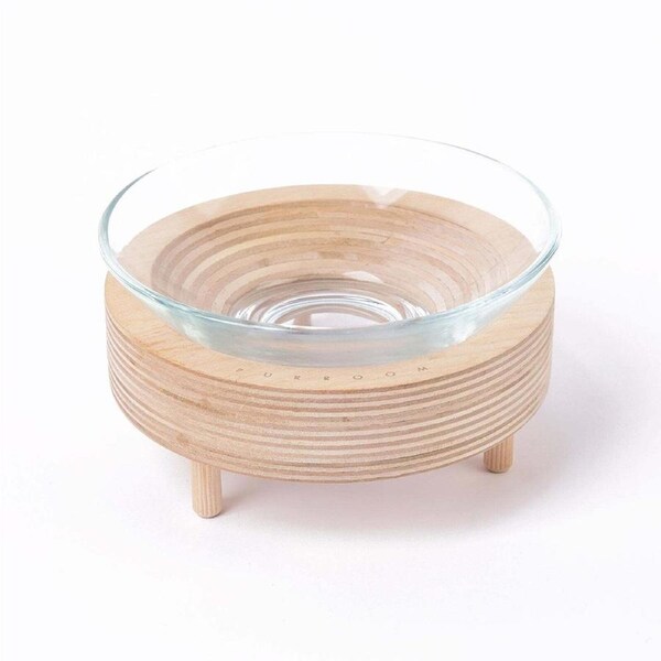 Purroom 15cm Glass Premium Pet Bowl Cat/Dog Feeding Container w/ Wood Stand