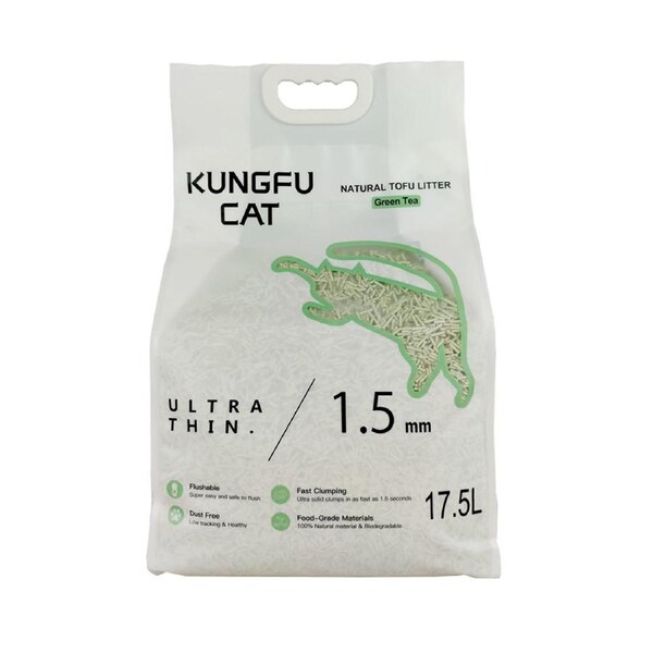 Kungfu Cat 17.5L/6.5kg Tofu Cat/Pet Litter Deodoriser Fast Clumping Green Tea