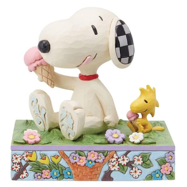 Peanuts by Jim Shore - Snoopy and Woodstock Eating Ice Cream Figurine 13cm