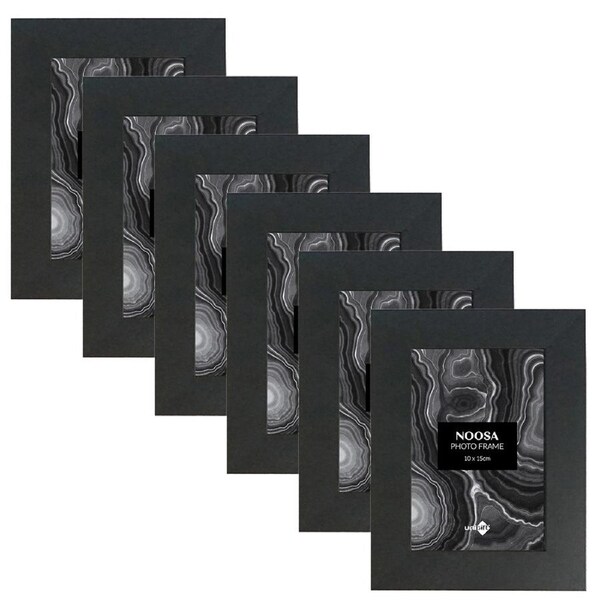 6x Unigift Noosa 10x15cm MDF/Glass Picture/Photo Frame Wall Hanging Display BLK