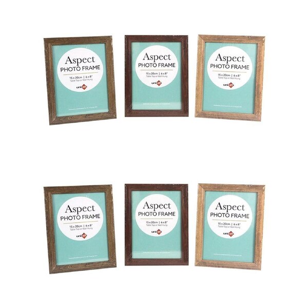6x Unigift Aspect 15x20cm MDF/Glass Picture/Photo Frame Wall Hanging Assorted