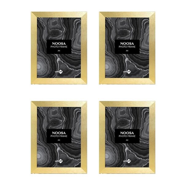 4x Unigift Noosa MDF/Glass A4 Picture/Photo Frame Wall Hanging Home Display Gold
