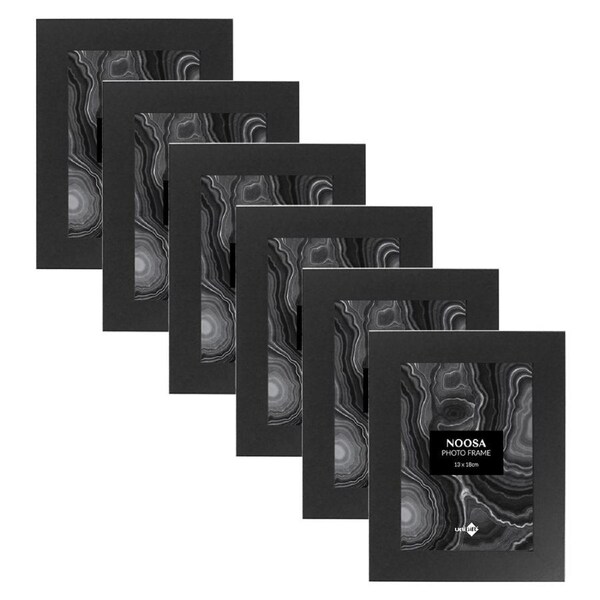 6x Unigift Noosa 13x18cm MDF/Glass Picture/Photo Frame Wall Hanging Display BLK