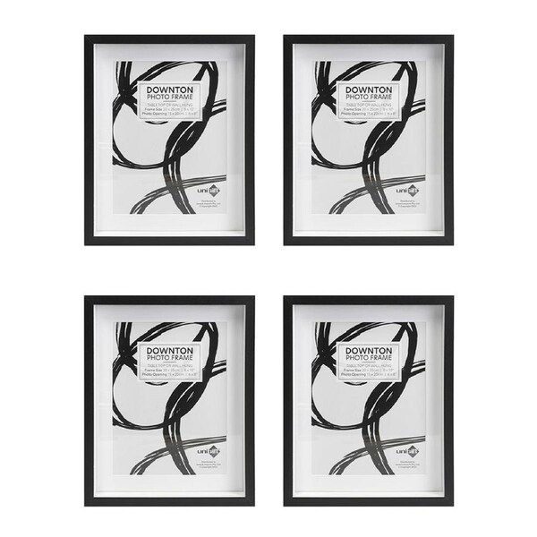 4x Unigift Downton 20x25cm MDF/Glass Matt Picture/Photo Frame Wall Hanging Black