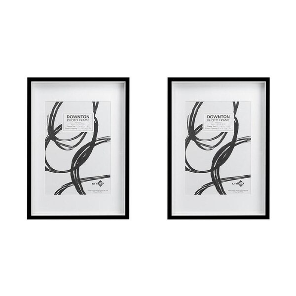 2x Unigift Downton 29.7x42cm MDF/Glass Matt A3 Picture Frame Wall Hanging BLK