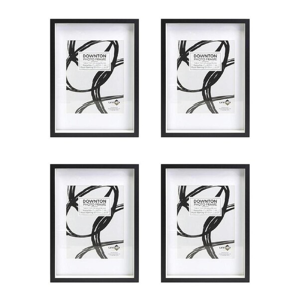 4x Unigift Downton 21x29cm MDF/Glass Matt A4 Picture/Photo Frame Wall Hanging BK