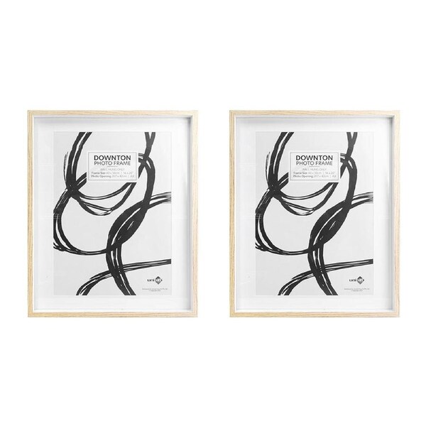 2x Unigift Downton 40x50cm MDF/Glass Matt Picture/Photo Frame Wall Hanging NTRL