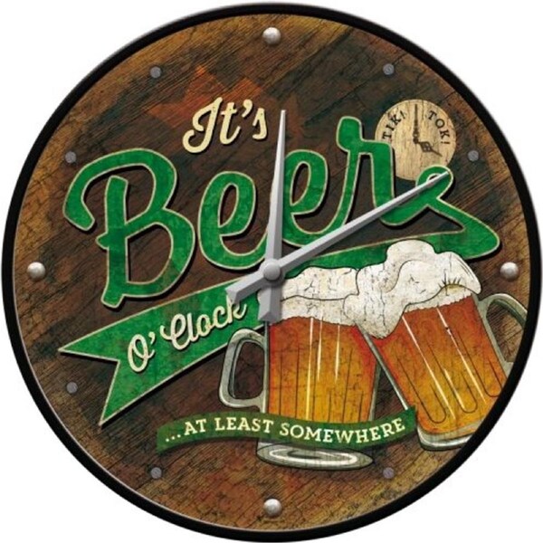 It's Beer O'clock Glasses Retro Wall Clock Man Cave
