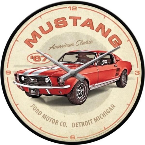 Ford Mustang GT 1967 Red Retro Wall Clock Man Cave