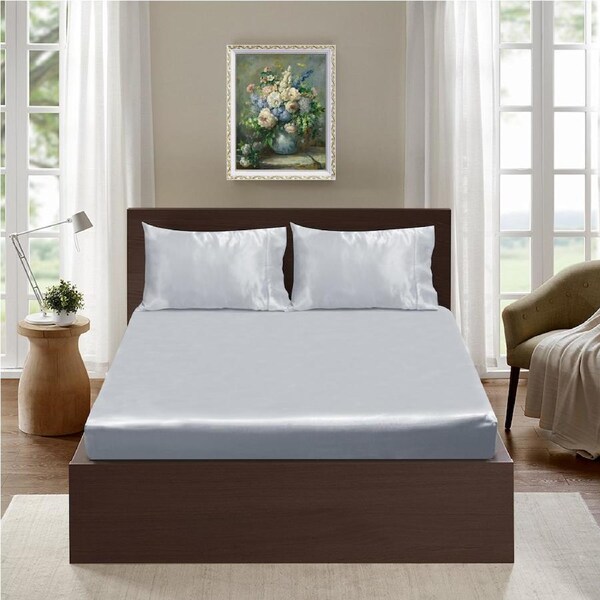 Ramesses Casablanca Premium Silken Touch Satin Fitted Sheet Combo Set Queen / Violet