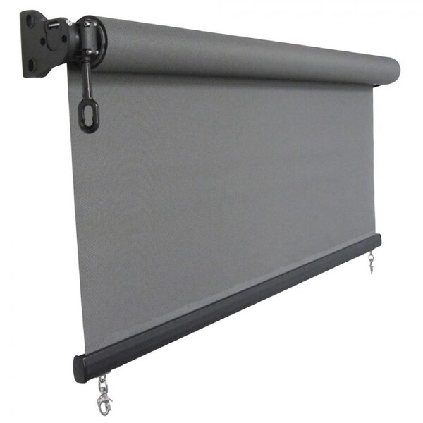 Outdoor Roller Blind 95% Shade Screen Width 2.55m-3.0m Overall End-To-End Width 2.85m / Charcoal-Grey