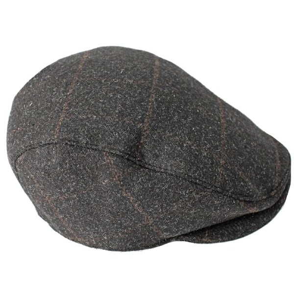 DENTS Tweed Flat Cap Wool Ivy Hat Driving Cabbie Quilted - Black Large/X-Large