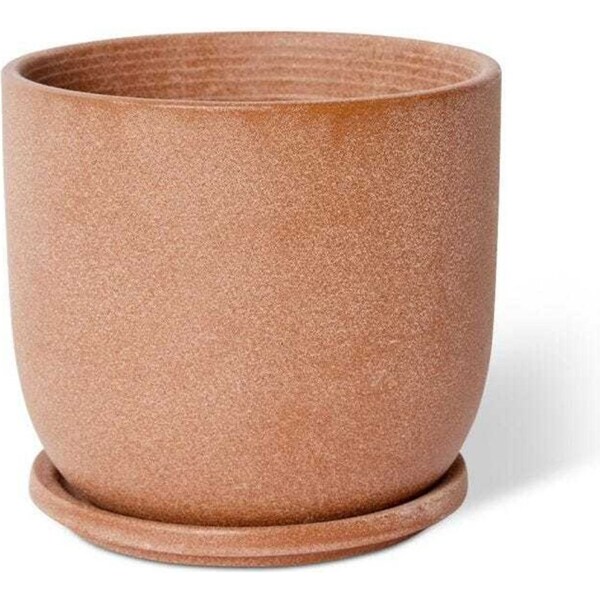 E Style Allegra 19cm Ceramic Plant Pot w/ Saucer Decor Planter Terracotta