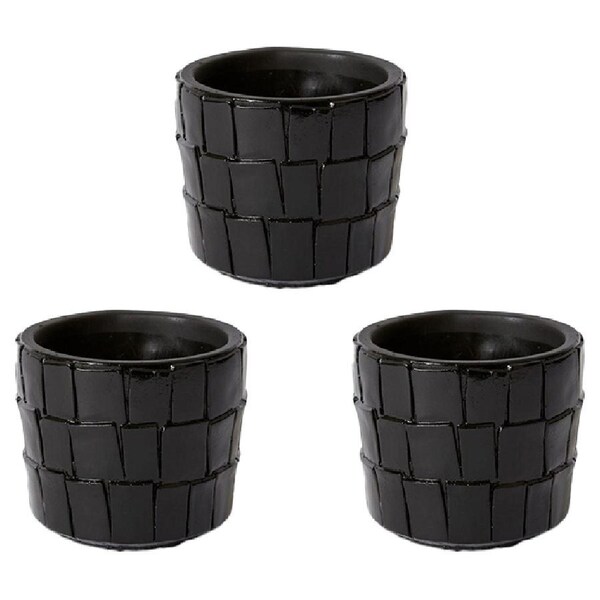 3x E Style Peyton 11cm Cement Plant Pot Flower Planter Holder Home Decor BLK