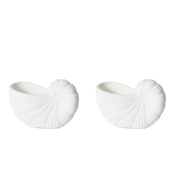 2x E Style 21cm Cement Snail Shell Pot Tabletop Vase Display Decor White