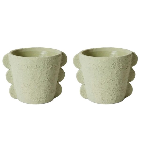 2x E Style Sutton 22cm Cement Plant Pot Flower Planter Holder Home Decor GRN