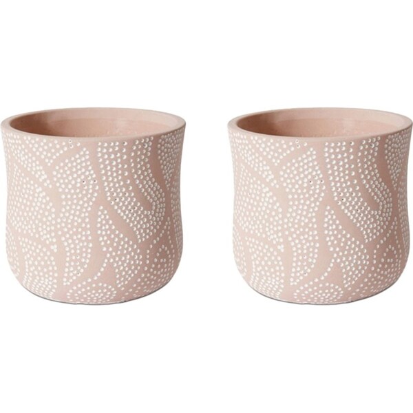 2x E Style Gianna 18cm Cement Plant Pot Flower Planter Holder Home Decor PNK