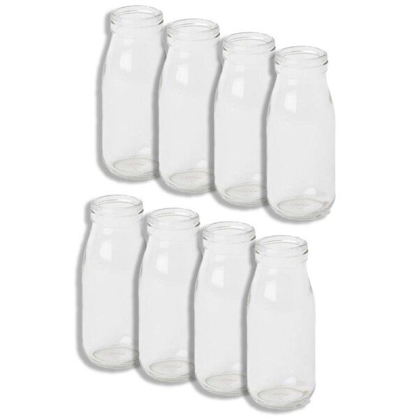 8x E Style 14cm Glass Milk Bottle Home Decorative Flower/Foliage Vase Clear