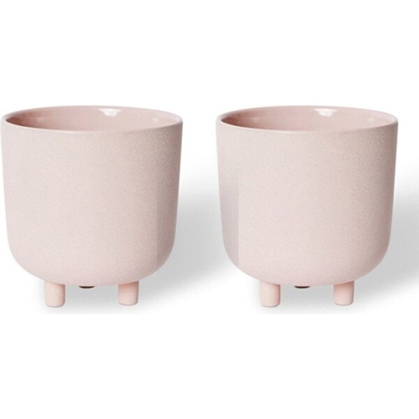 2x E Style Piper 19cm Ceramic Plant Pot Home Decorative Planter Round Pink