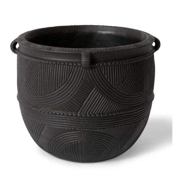 E Style Izaak 26cm Cement Plant Pot Home Decorative Planter Round Black