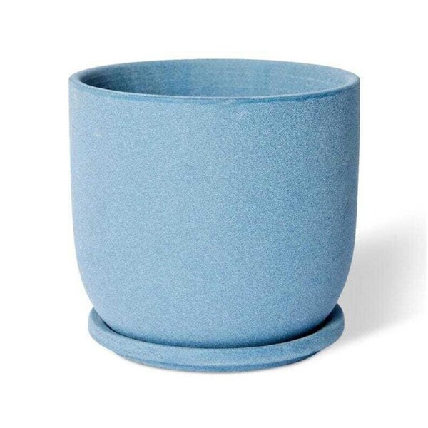 E Style Allegra 19cm Ceramic Plant Pot w/ Saucer Home Decor Planter Blue
