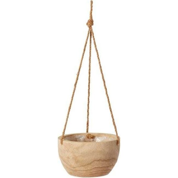 E Style Argus 60cm Paulownia Wood Hanging Plant Bowl Round Planter Natural