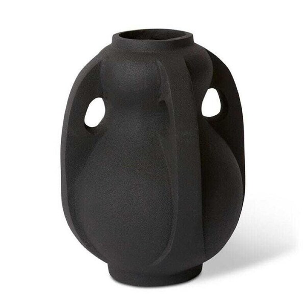 E Style 27cm Aluminium Rhodes Plant/Flower Vase Tabletop Home Decor Black