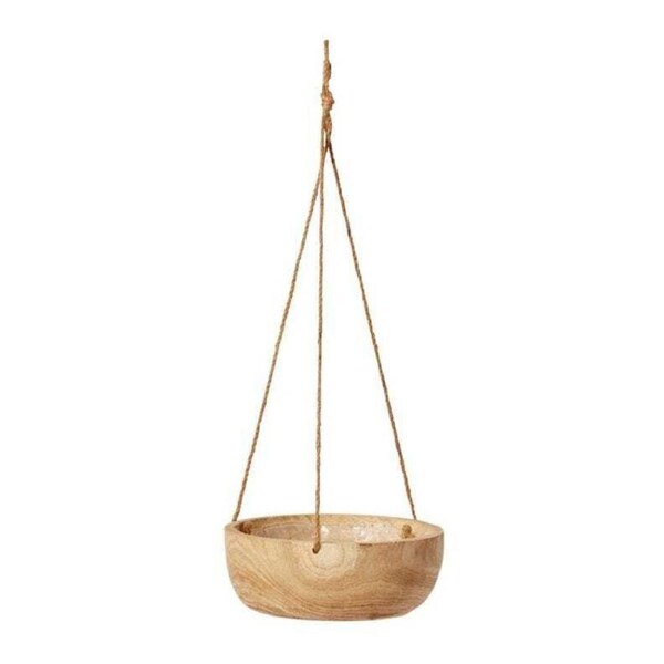 E Style Argus 90cm Paulownia Wood Hanging Plant Bowl Round Planter Natural