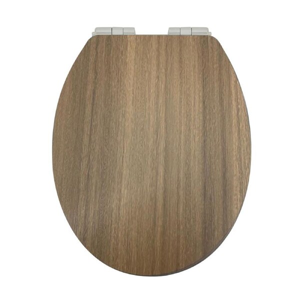 Brown Woodgrain Soft Close Toilet Seat