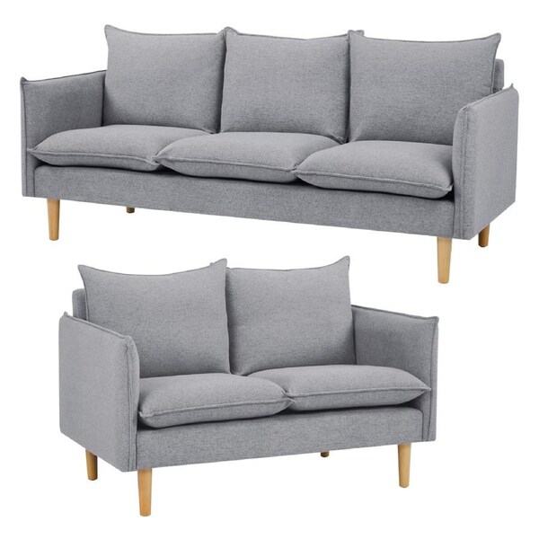 Sinatra 2 + 3 Seater Fabric Sofa Lounge Couch Grey