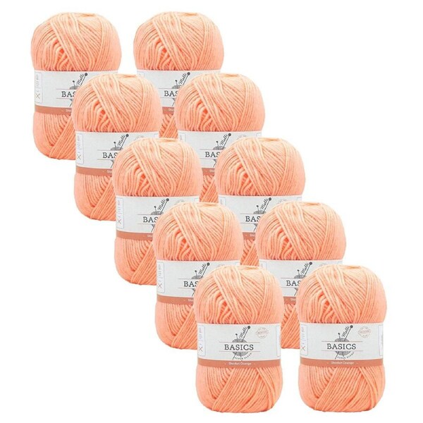 10x Malli Sherbet Orange Blend Basic 100g Knitting Yarn Acrylic/Poly