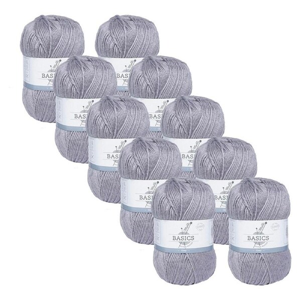 10x Malli Grey Blend Basic 100g Knitting/Crochet Craft Yarn Acrylic/Poly