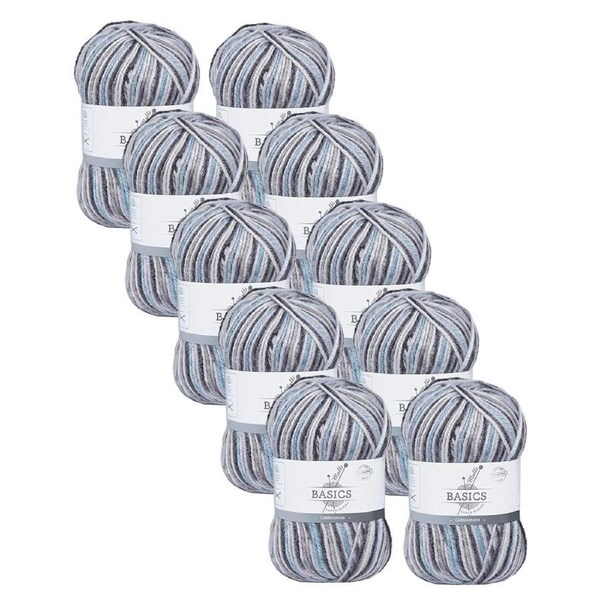10x Malli 100g Blend Basic Poly/Acrylic Cobblestone Multi Colour Yarn