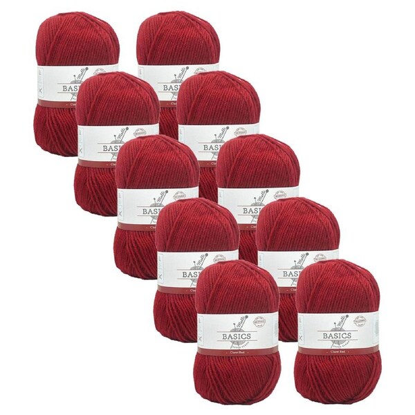 10x Malli Claret Red Blend Basic 100g Knitting/Crochet Yarn Acrylic/Poly