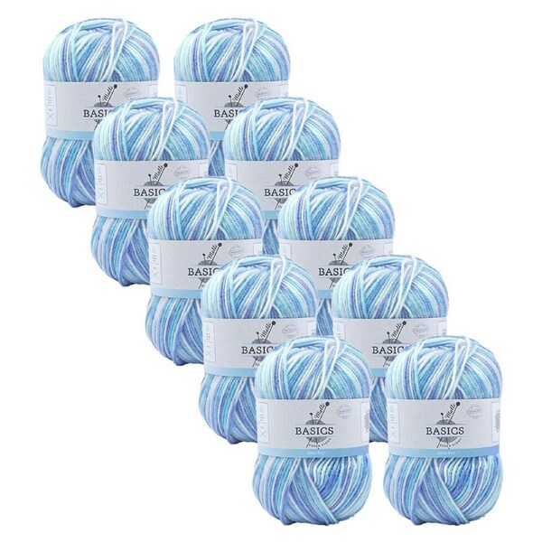 10x Malli 100g Blend Basic Poly/Acrylic Baby Boy Multi Colour Knit Yarn
