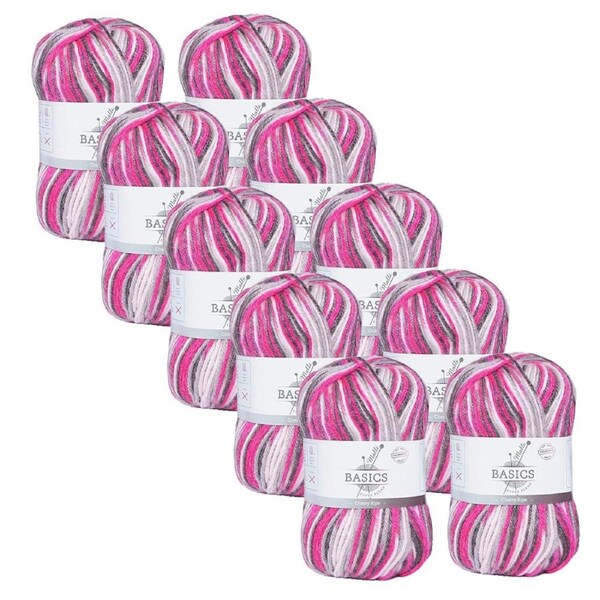 10x Malli 100g Blend Basic Poly/Acrylic Cherry Ripe Multi Colour Yarn