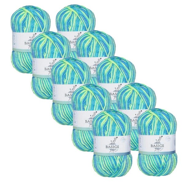 10x Malli 100g Blend Basic Poly/Acrylic Marine Multi Colour Knitting Yarn