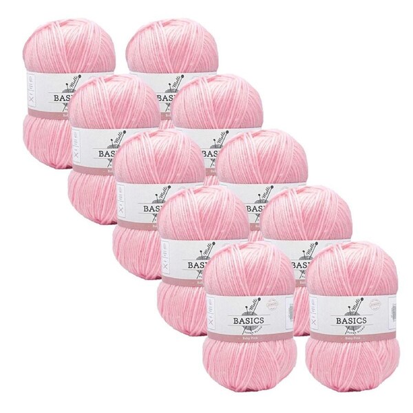 10x Malli Baby Pink Blend Basic 100g Knitting/Crochet Yarn Acrylic/Poly