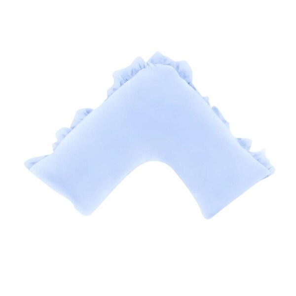 Boomerang Ruffled V Shaped Pillowcase 280TC Sky Blue