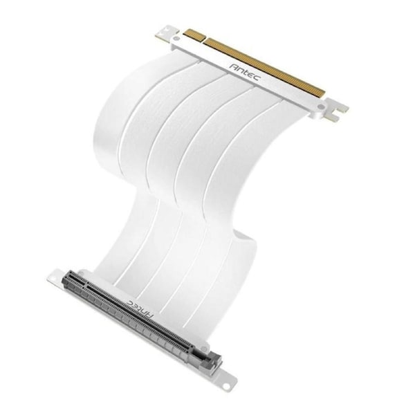 Antec PCIE-4.0 Riser Cable (200mm) White, Up to RTX4090 / 7900XT. High End Gold Plated and Shielded six Layer PCB. FPS lossless output Stability