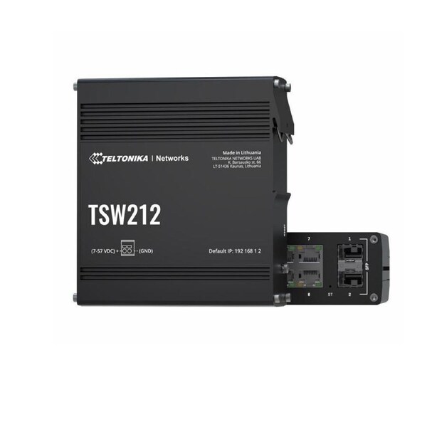 Teltonika TSW212 Managed Ethernet Switch, L2 with additional L3 Features, Supports Profinet, 8 x Gigabit Ethernet Ports, 2 x SFP Ports, PSU excluded