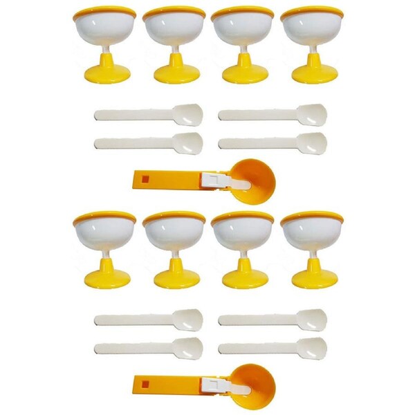 18pc Plastic Cup/Spoons/Scoop for Ice Cream Fruit Salad Dessert Tableware Set