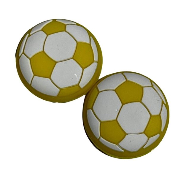 Thumb Grips x 2 For PS4 PS5 XBOXONE Xbox Series Toggle Cover Cap - Yellow Soccer