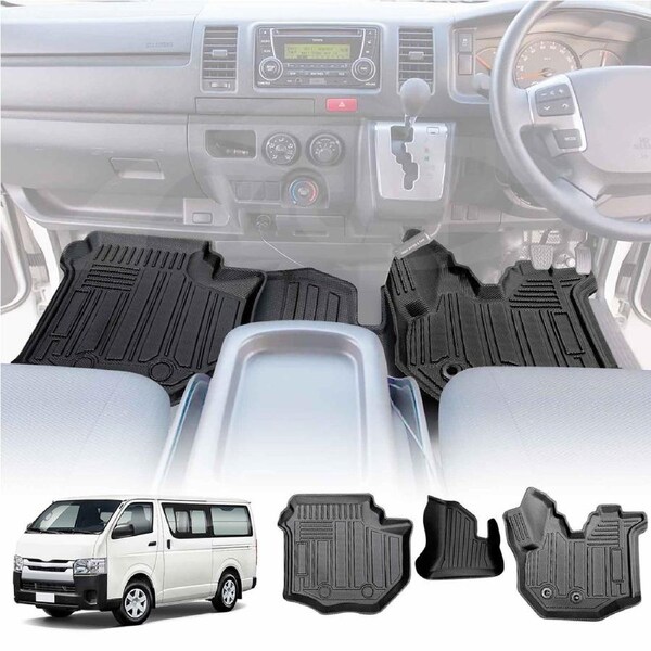 3D Front Floor Mats for Toyota Hiace LWB Van 2005-2018 Heavy Duty All Weather Car Mats Carpet Liner Set
