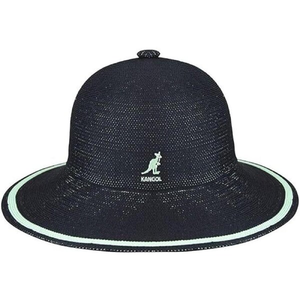 Kangol Womens Tropic Wide Brim Stripe Casual Lightweight Bucket Hat - Black - L