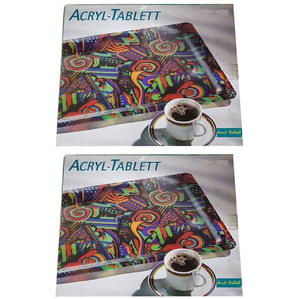 2x Hand Made Acrylic Food/Drink Serving Breakfast Bed Kitchen Serve Table Tray